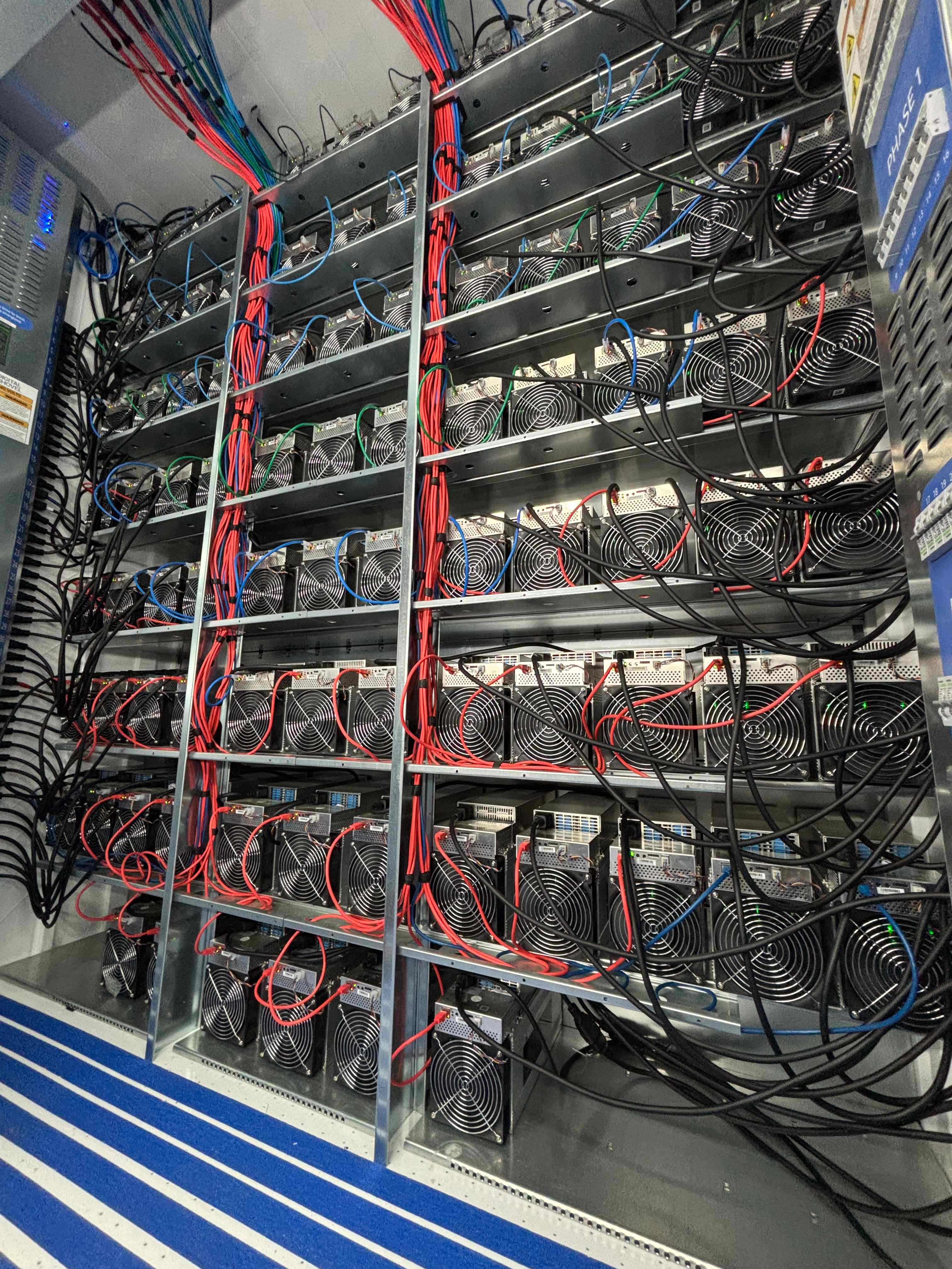 Bitcoin mining rack with ASIC miners